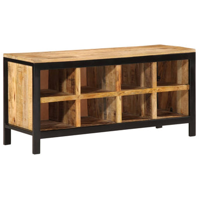 Shoe Bench Natural Mango Wood 8 Compartments Wide & Long