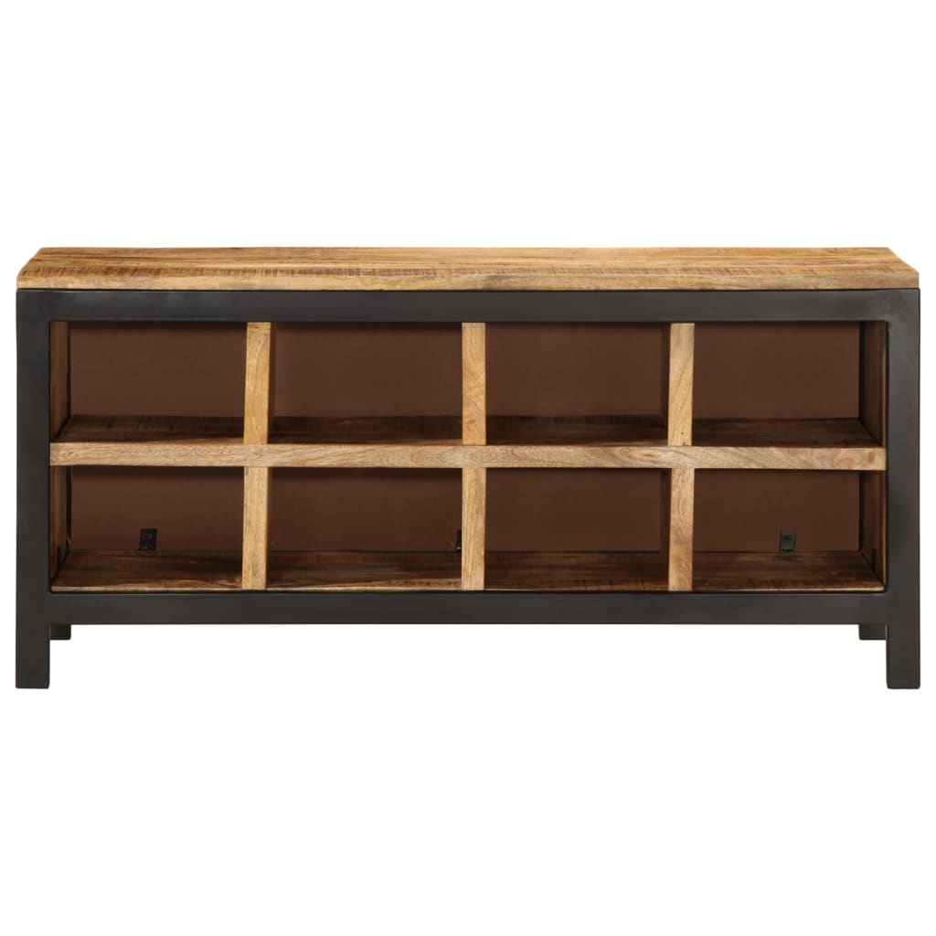 Shoe Bench Natural Mango Wood 8 Compartments Wide & Long