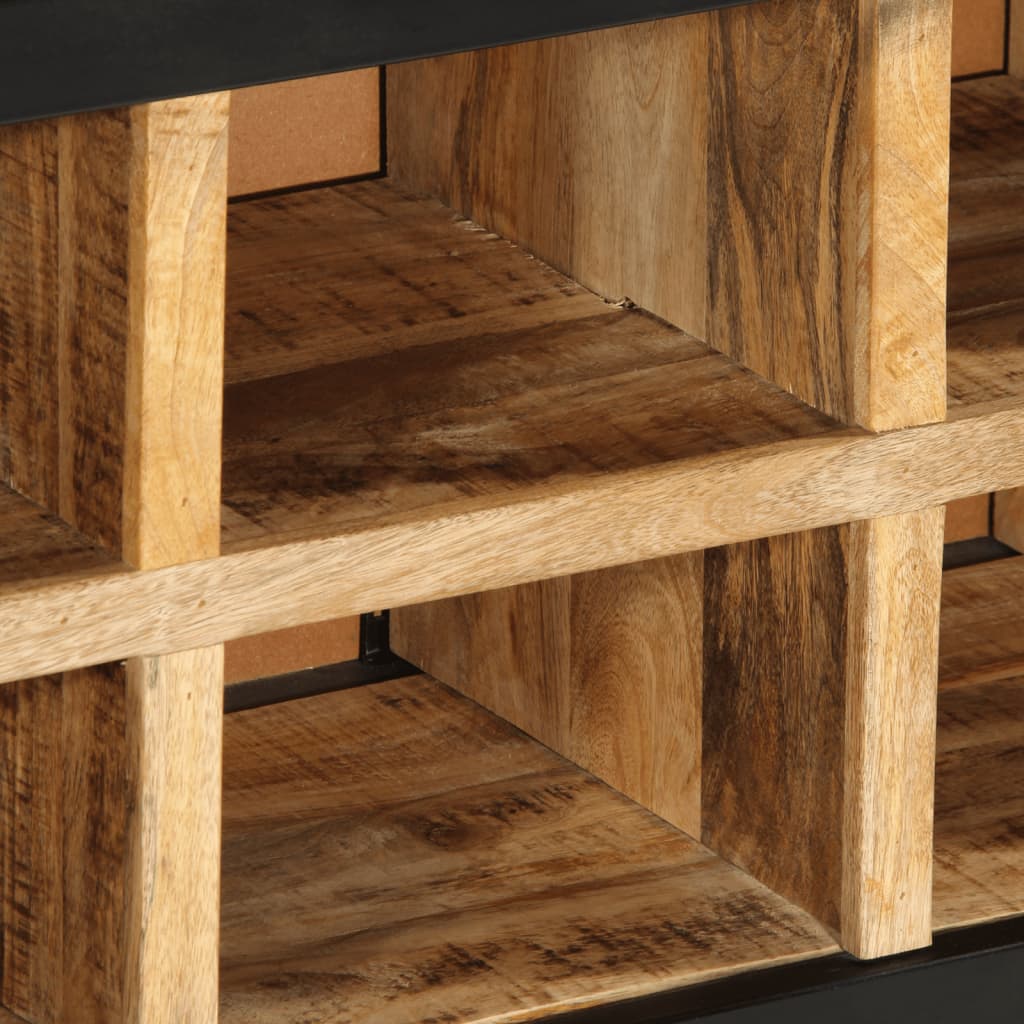 Shoe Bench Natural Mango Wood 8 Compartments Wide & Long