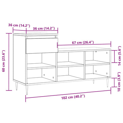 Shoe Cabinet High Gloss Reclaimed Wood 6 Compartments & 1 Drawer