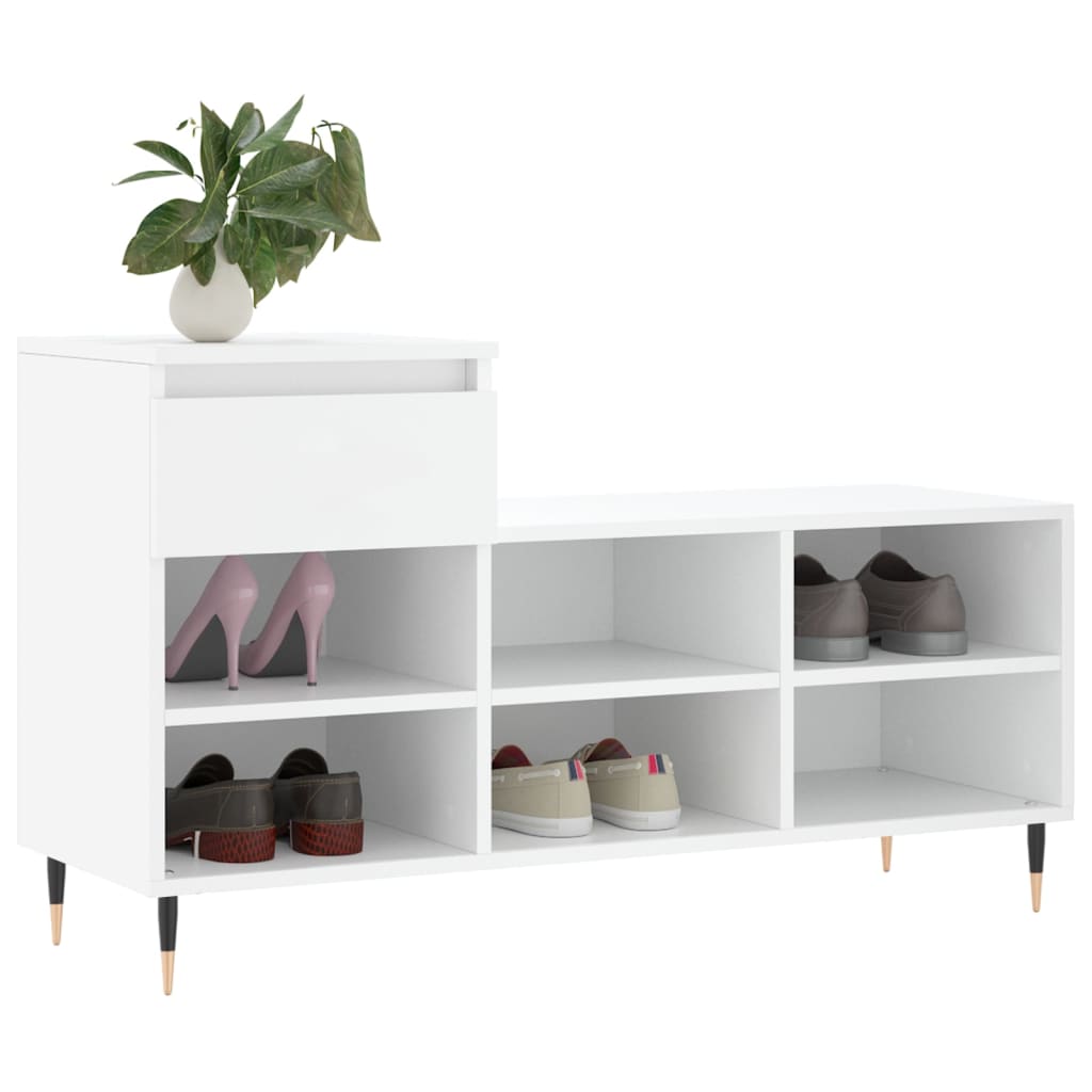 Shoe Cabinet High Gloss Reclaimed Wood 6 Compartments & 1 Drawer