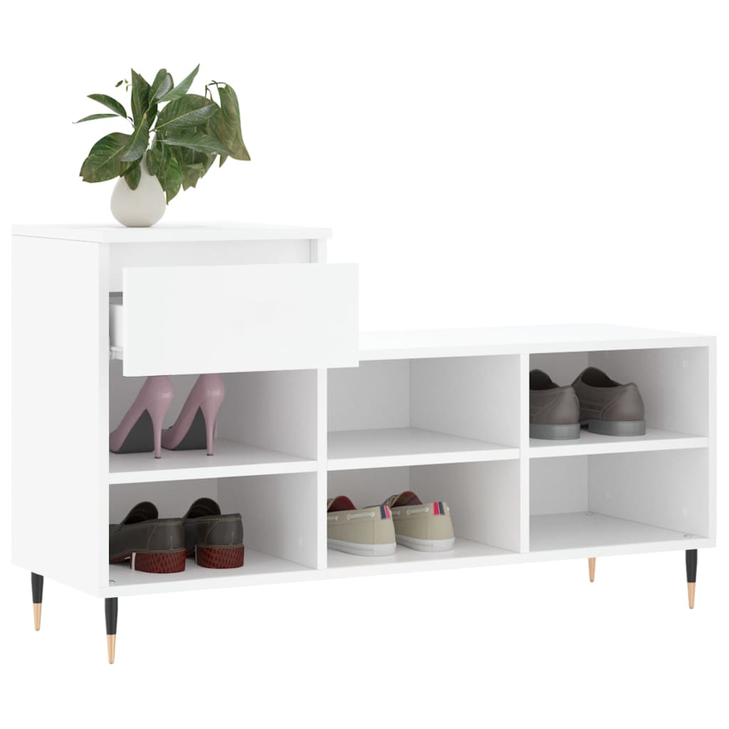Shoe Cabinet High Gloss Reclaimed Wood 6 Compartments & 1 Drawer