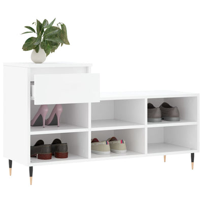 Shoe Cabinet High Gloss Reclaimed Wood 6 Compartments & 1 Drawer