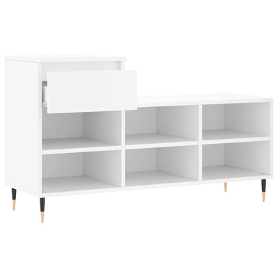 Shoe Cabinet High Gloss Reclaimed Wood 6 Compartments & 1 Drawer
