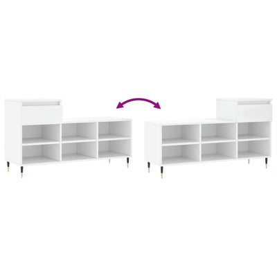 Shoe Cabinet High Gloss Reclaimed Wood 6 Compartments & 1 Drawer