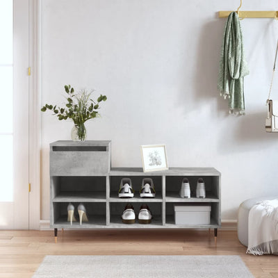 Shoe Cabinet High Gloss Reclaimed Wood 6 Compartments & 1 Drawer