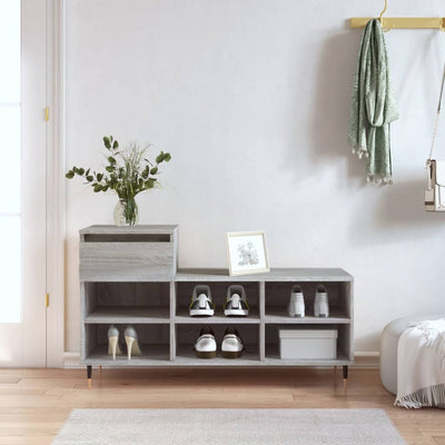 Shoe Cabinet High Gloss Reclaimed Wood 6 Compartments & 1 Drawer