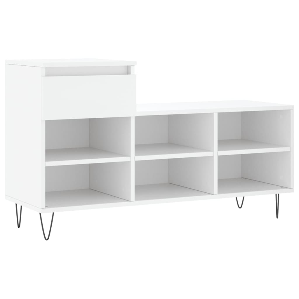 Shoe Cabinet High Gloss Reclaimed Wood 6 Compartments & 1 Drawer