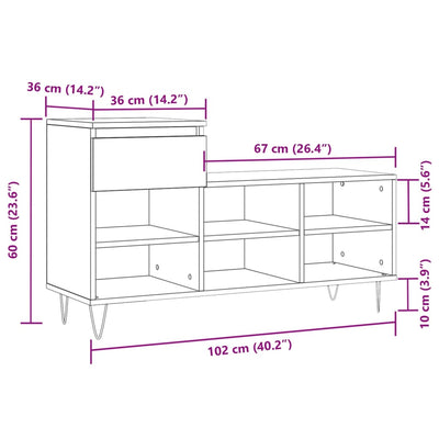 Shoe Cabinet High Gloss Reclaimed Wood 6 Compartments & 1 Drawer