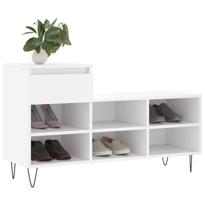 Shoe Cabinet High Gloss Reclaimed Wood 6 Compartments & 1 Drawer