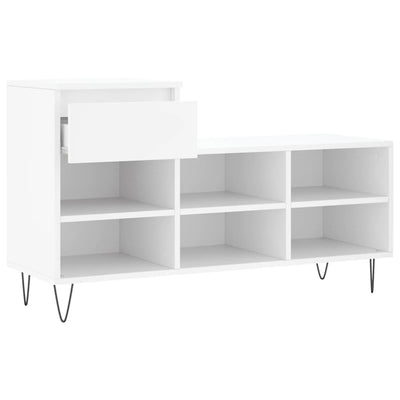 Shoe Cabinet High Gloss Reclaimed Wood 6 Compartments & 1 Drawer