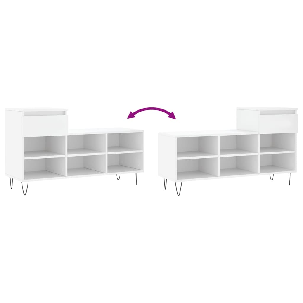 Shoe Cabinet High Gloss Reclaimed Wood 6 Compartments & 1 Drawer