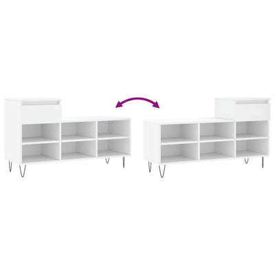 Shoe Cabinet High Gloss Reclaimed Wood 6 Compartments & 1 Drawer