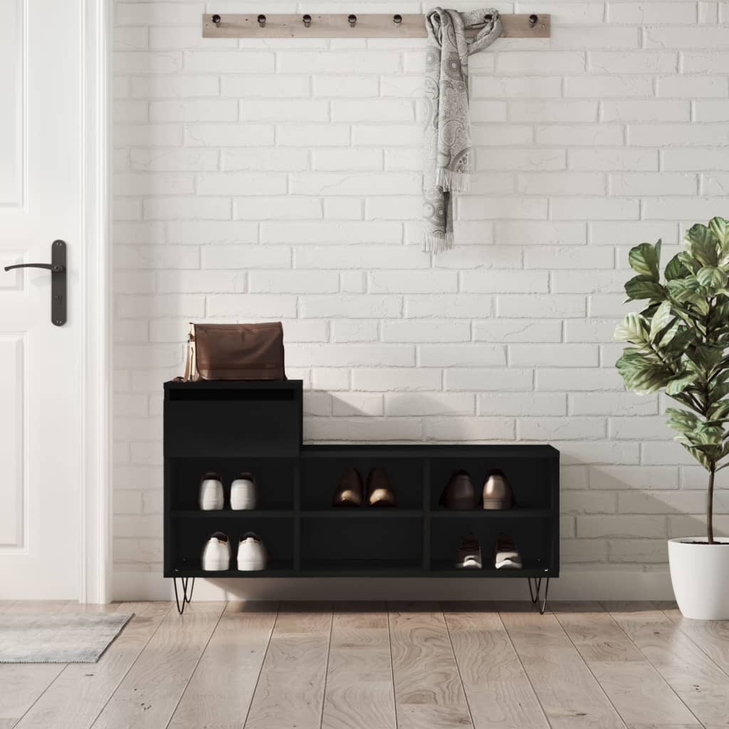 Shoe Cabinet High Gloss Reclaimed Wood 6 Compartments & 1 Drawer