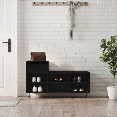 Shoe Cabinet High Gloss Reclaimed Wood 6 Compartments & 1 Drawer