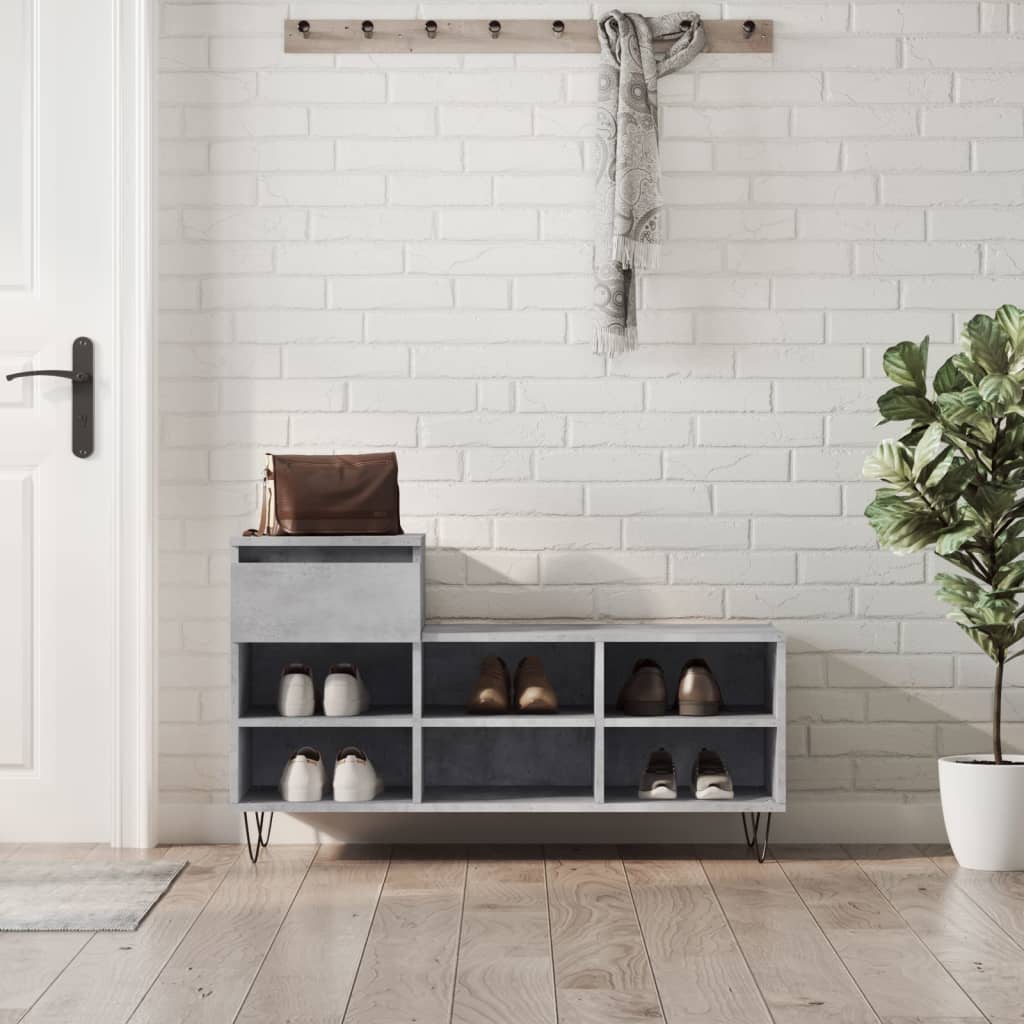 Shoe Cabinet High Gloss Reclaimed Wood 6 Compartments & 1 Drawer