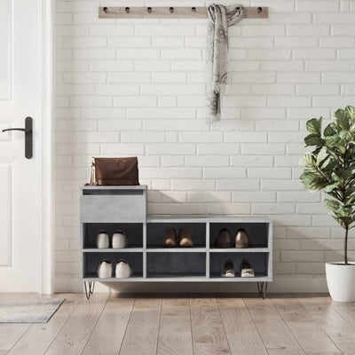 Shoe Cabinet High Gloss Reclaimed Wood 6 Compartments & 1 Drawer