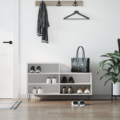 Shoe Cabinet High Gloss Reclaimed Wood 5 Comaprtments