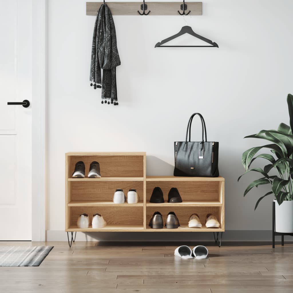 Shoe Cabinet High Gloss Reclaimed Wood 5 Comaprtments