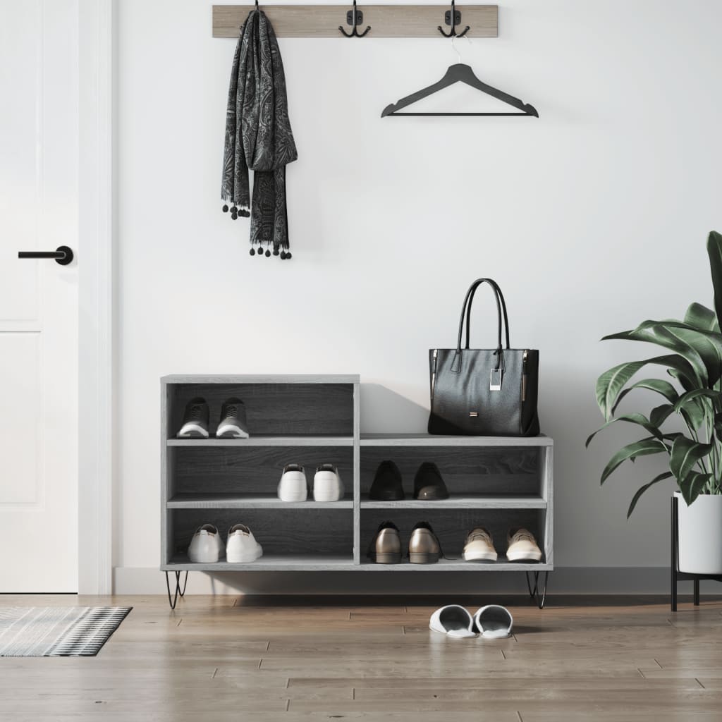 Shoe Cabinet High Gloss Reclaimed Wood 5 Comaprtments