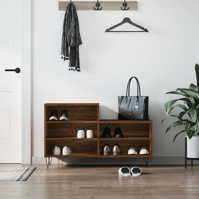 Shoe Cabinet High Gloss Reclaimed Wood 5 Comaprtments
