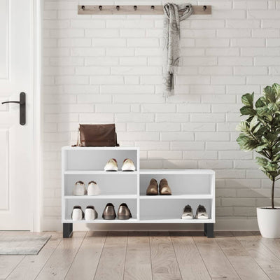 Luxo Shoe Cabinet Solid Oak 5 Compartments Rectangular & Metal Feet