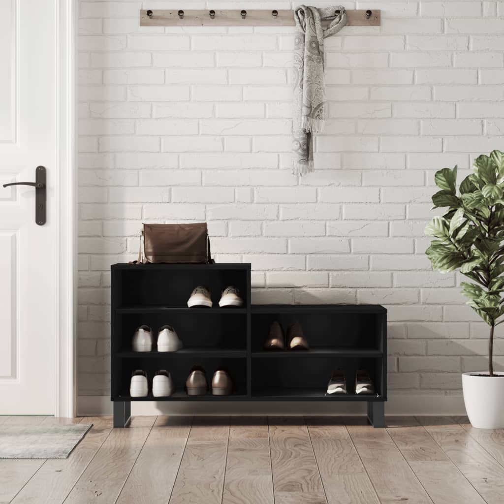 Luxo Shoe Cabinet Solid Oak 5 Compartments Rectangular & Metal Feet