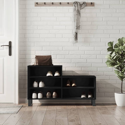 Luxo Shoe Cabinet Solid Oak 5 Compartments Rectangular & Metal Feet