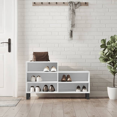 Luxo Shoe Cabinet Solid Oak 5 Compartments Rectangular & Metal Feet