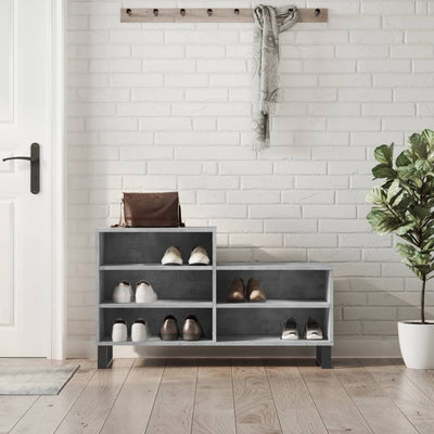 Luxo Shoe Cabinet Solid Oak 5 Compartments Rectangular & Metal Feet