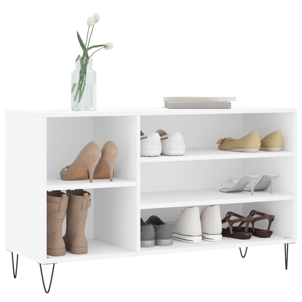 Luxe Shoe Cabinet High Gloss Reclaimed Wood 5 Compartment