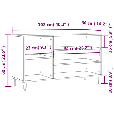 Luxe Shoe Cabinet High Gloss Reclaimed Wood 5 Compartment