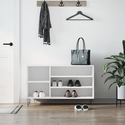Luxe Shoe Cabinet High Gloss Reclaimed Wood 5 Compartment