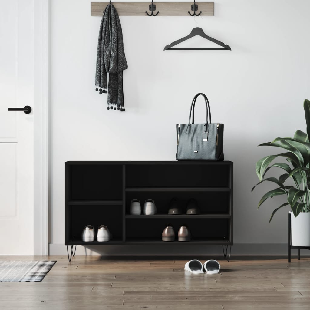 Luxe Shoe Cabinet High Gloss Reclaimed Wood 5 Compartment