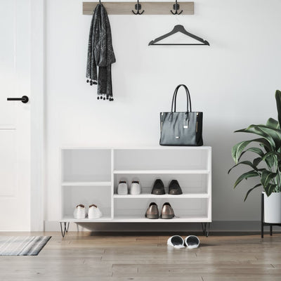 Luxe Shoe Cabinet High Gloss Reclaimed Wood 5 Compartment
