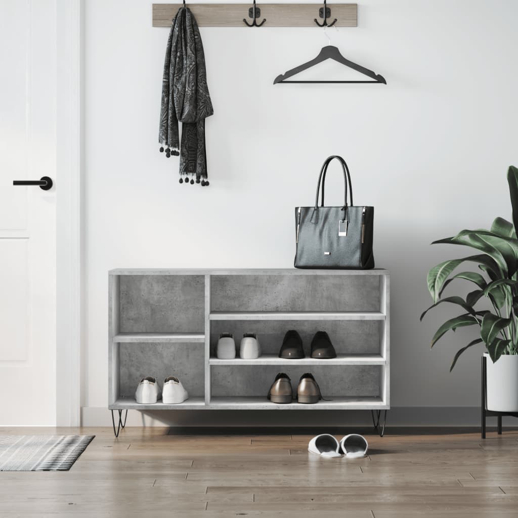 Luxe Shoe Cabinet High Gloss Reclaimed Wood 5 Compartment