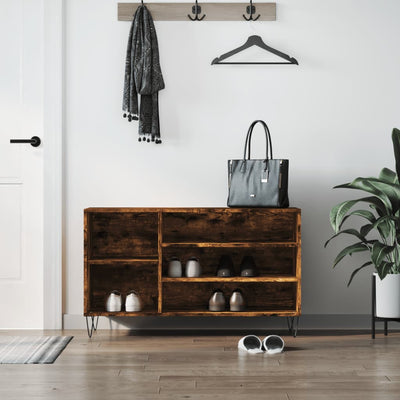 Luxe Shoe Cabinet High Gloss Reclaimed Wood 5 Compartment