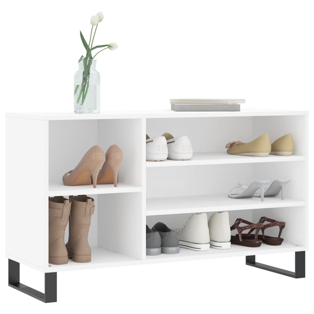 Shoe Cabinet High Gloss Reclaimed Wood 5 Compartments