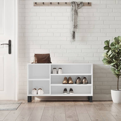 Shoe Cabinet High Gloss Reclaimed Wood 5 Compartments