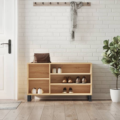 Shoe Cabinet High Gloss Reclaimed Wood 5 Compartments