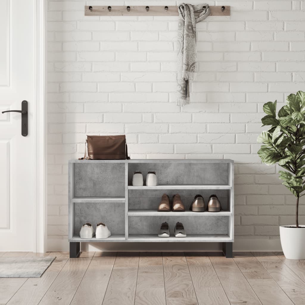 Shoe Cabinet High Gloss Reclaimed Wood 5 Compartments