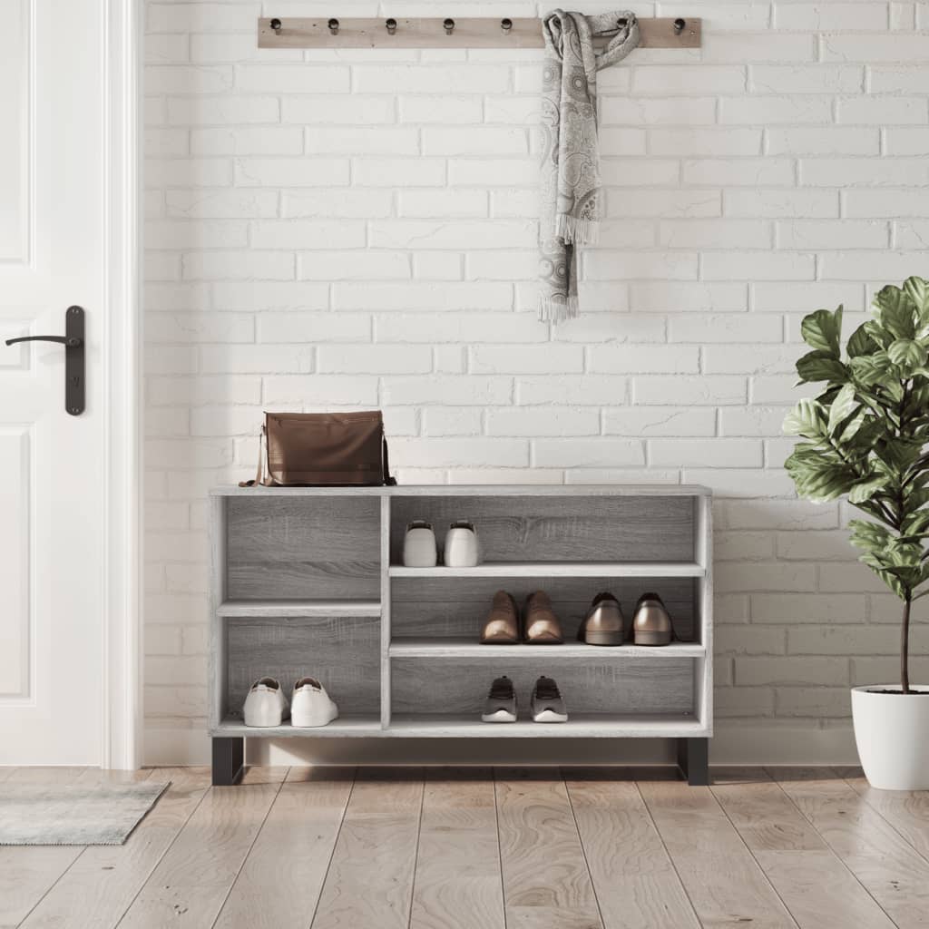 Shoe Cabinet High Gloss Reclaimed Wood 5 Compartments