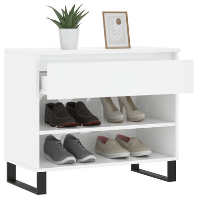 Shoe Cabinet High Gloss Reclaimed Wood 2 Compartments & 1 Drawer