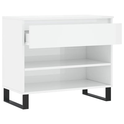 Shoe Cabinet High Gloss Reclaimed Wood 2 Compartments & 1 Drawer