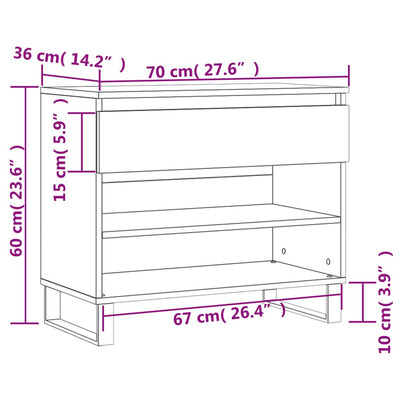 Shoe Cabinet High Gloss Reclaimed Wood 2 Compartments & 1 Drawer