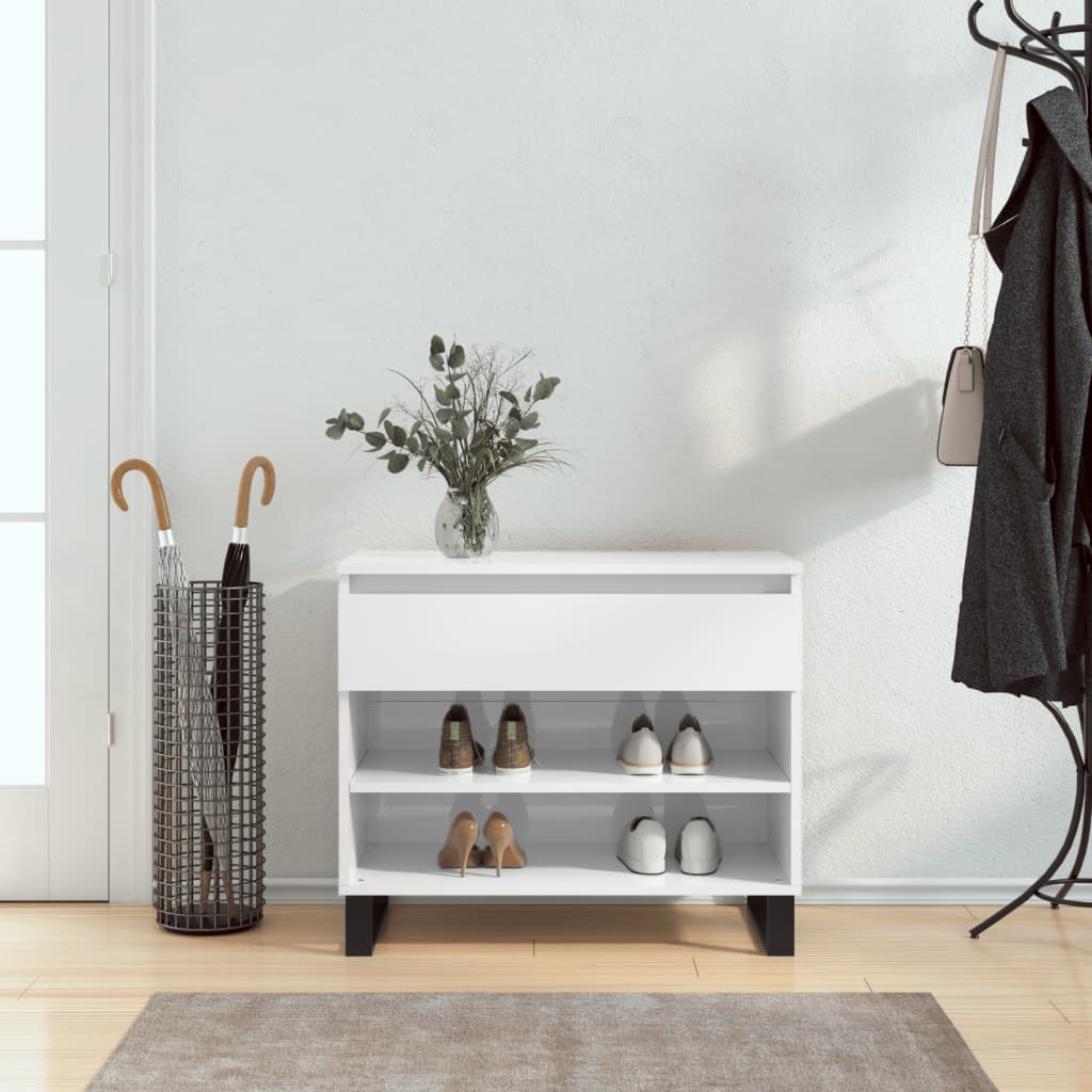 Shoe Cabinet High Gloss Reclaimed Wood 2 Compartments & 1 Drawer