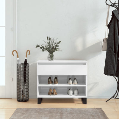 Shoe Cabinet High Gloss Reclaimed Wood 2 Compartments & 1 Drawer