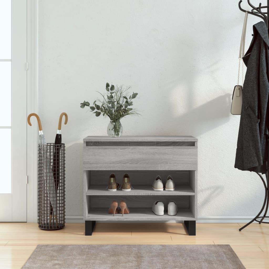 Shoe Cabinet High Gloss Reclaimed Wood 2 Compartments & 1 Drawer