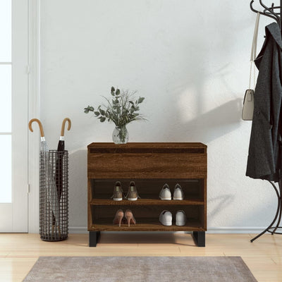 Shoe Cabinet High Gloss Reclaimed Wood 2 Compartments & 1 Drawer