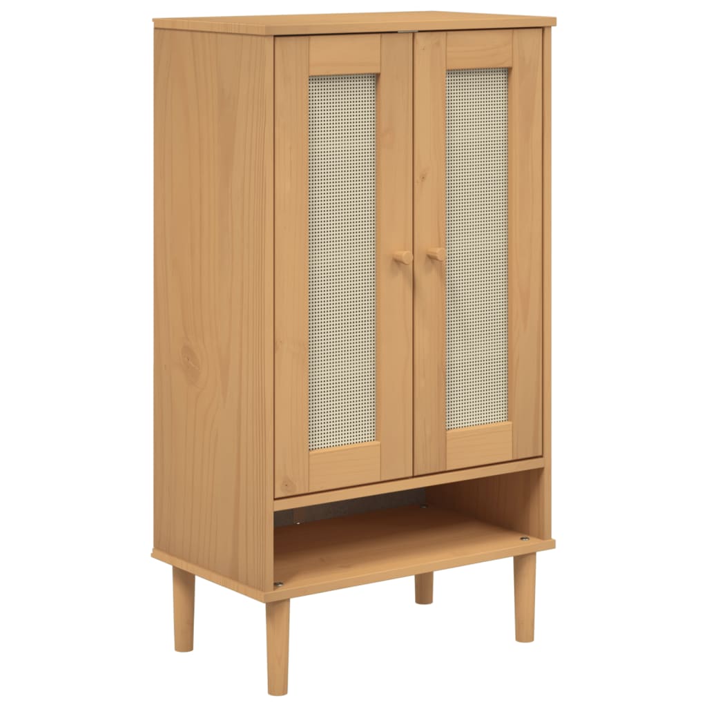 Shoe Cabinet Solid Pine 3 Compartments Medium Height